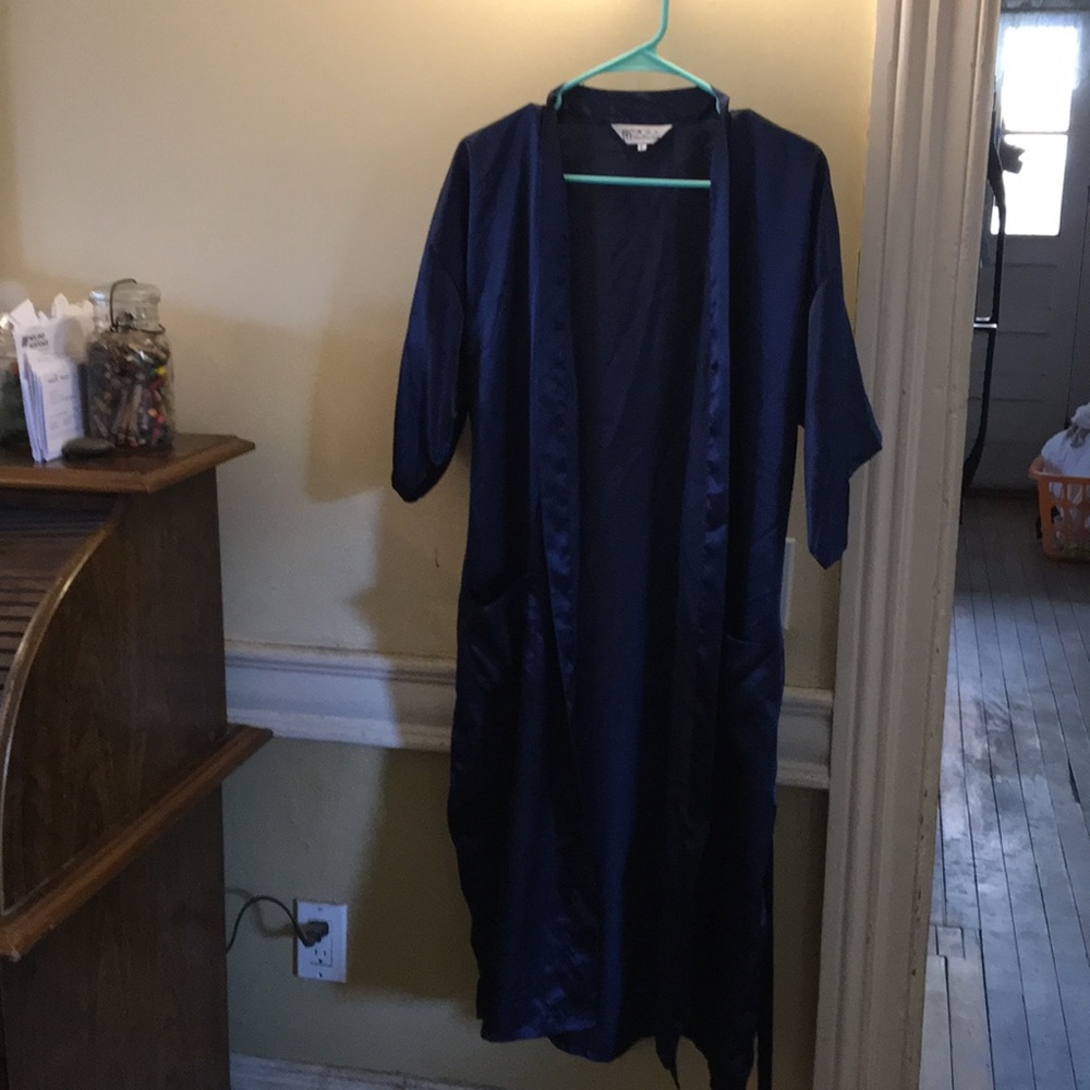 Dark blue bathrobe